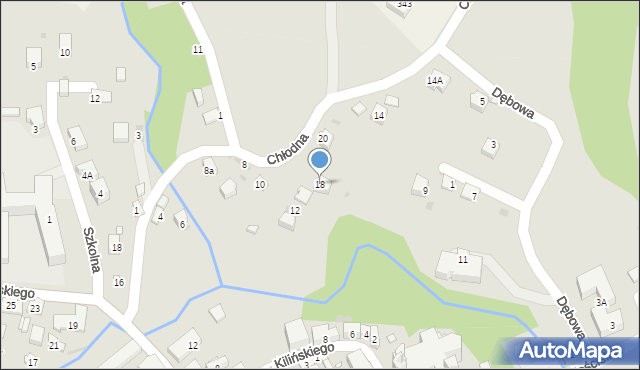 Grybów, Chłodna, 18, mapa Grybów