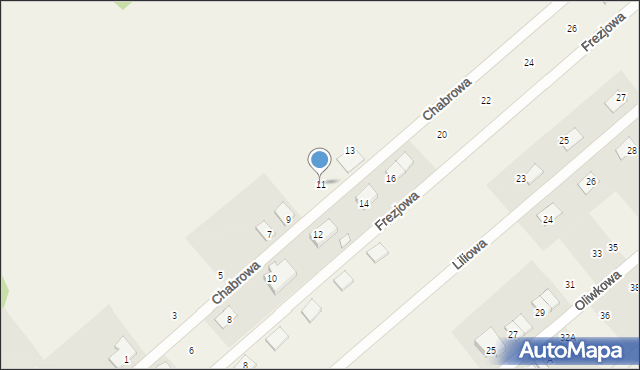 Grzędzice, Chabrowa, 11, mapa Grzędzice