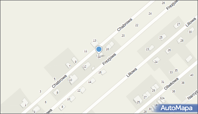 Grzędzice, Chabrowa, 14, mapa Grzędzice