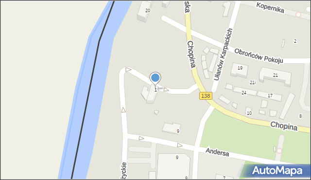 Gubin, Chopina Fryderyka, 1, mapa Gubin