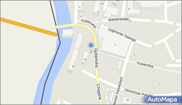 Gubin, Chopina Fryderyka, 3c, mapa Gubin