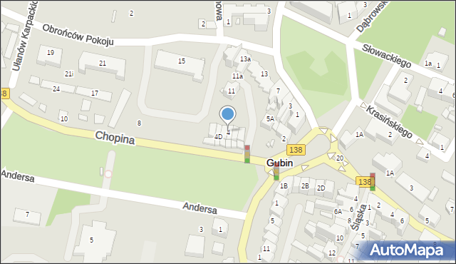 Gubin, Chopina Fryderyka, 4, mapa Gubin