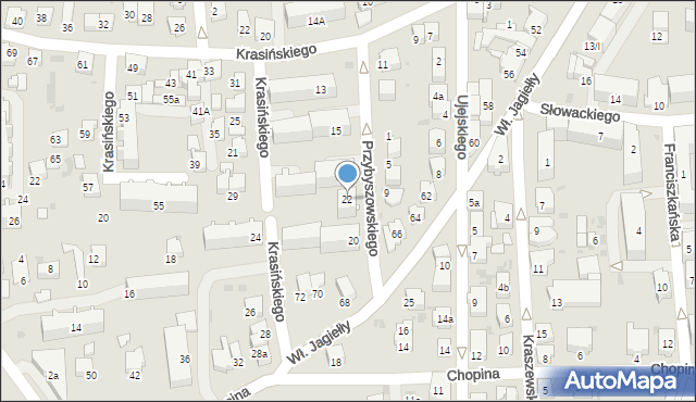 Jasło, Chopina Fryderyka, 22, mapa Jasła