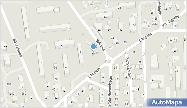 Jasło, Chopina Fryderyka, 52, mapa Jasła
