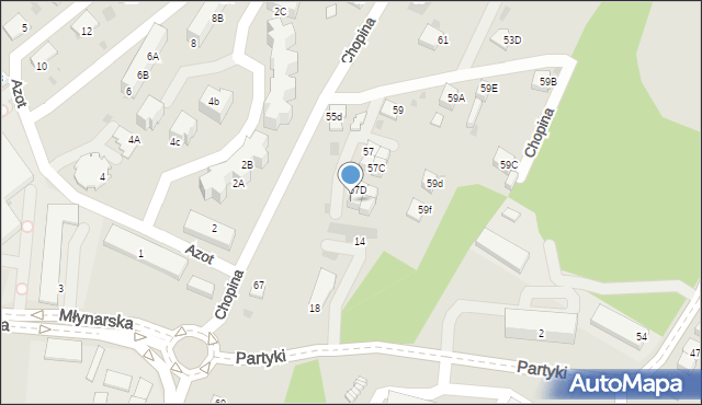 Jaworzno, Chopina Fryderyka, 57F, mapa Jaworzno