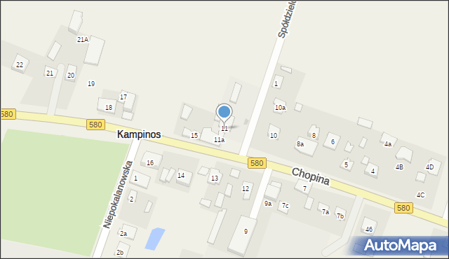 Kampinos, Chopina Fryderyka, 11, mapa Kampinos