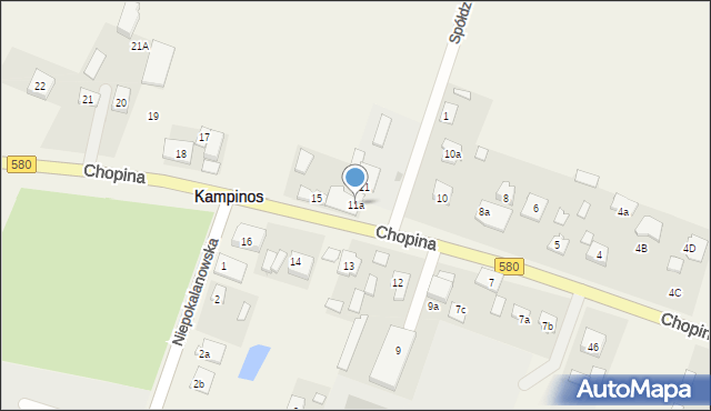 Kampinos, Chopina Fryderyka, 11a, mapa Kampinos