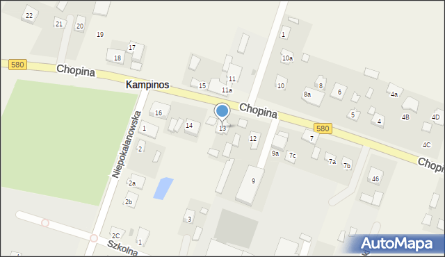 Kampinos, Chopina Fryderyka, 13, mapa Kampinos