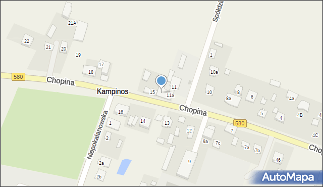 Kampinos, Chopina Fryderyka, 15A, mapa Kampinos