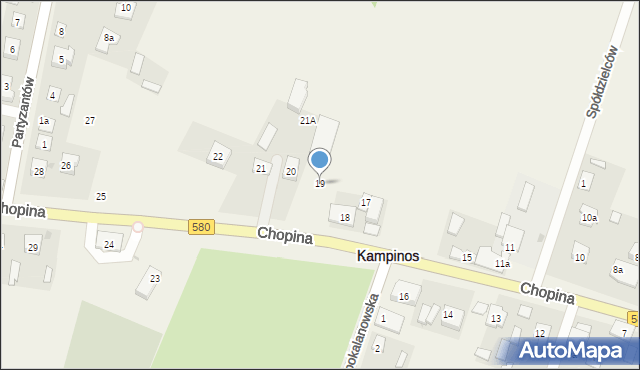 Kampinos, Chopina Fryderyka, 19, mapa Kampinos