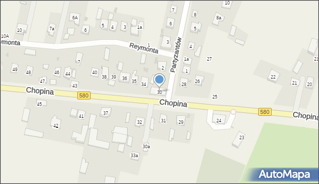 Kampinos, Chopina Fryderyka, 30, mapa Kampinos