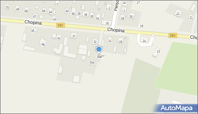 Kampinos, Chopina Fryderyka, 30a, mapa Kampinos