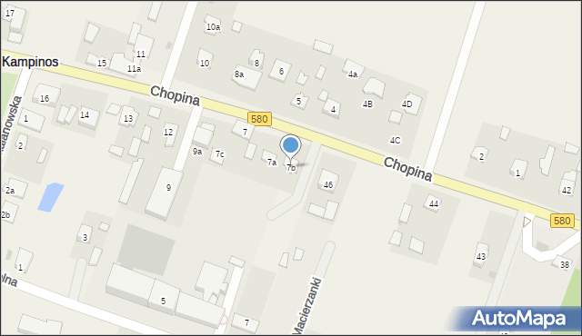 Kampinos, Chopina Fryderyka, 7b, mapa Kampinos