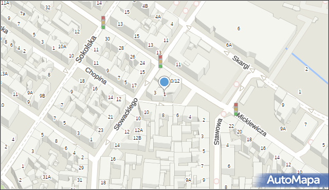 Katowice, Chopina Fryderyka, 1, mapa Katowic