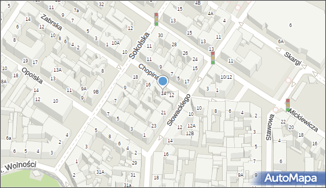 Katowice, Chopina Fryderyka, 14, mapa Katowic