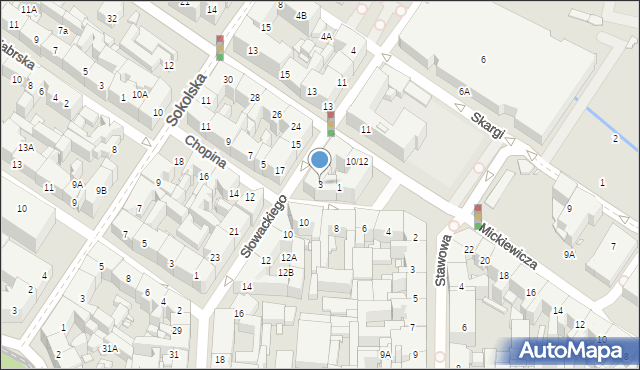 Katowice, Chopina Fryderyka, 3, mapa Katowic