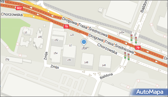 Katowice, Chorzowska, 152a, mapa Katowic