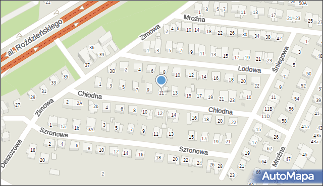 Katowice, Chłodna, 11, mapa Katowic