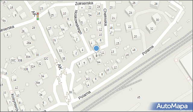 Katowice, Chełmska, 9, mapa Katowic