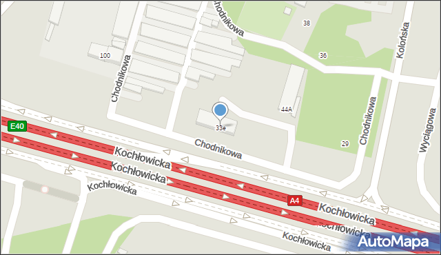 Katowice, Chodnikowa, 33e, mapa Katowic