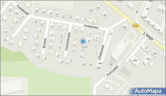 Kąty Wrocławskie, Chabrowa, 8, mapa Kąty Wrocławskie