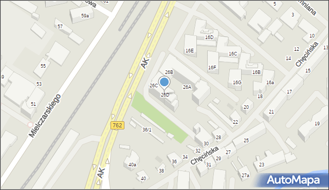 Kielce, Chęcińska, 26D, mapa Kielc