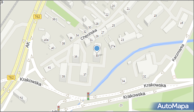 Kielce, Chęcińska, 33, mapa Kielc