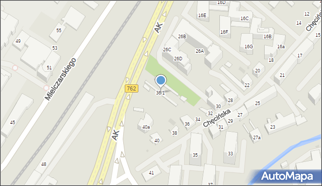 Kielce, Chęcińska, 36/1, mapa Kielc