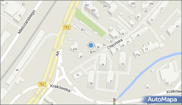 Kielce, Chęcińska, 38, mapa Kielc