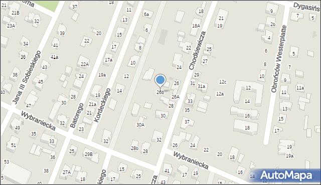Kielce, Chodkiewicza Jana Karola, hetm., 26b, mapa Kielc