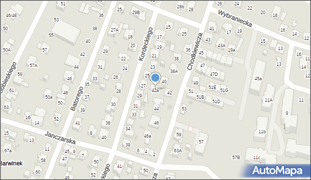 Kielce, Chodkiewicza Jana Karola, hetm., 42a, mapa Kielc