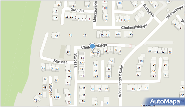 Kielce, Chełmońskiego Józefa, 19, mapa Kielc