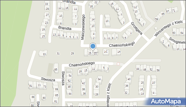 Kielce, Chełmońskiego Józefa, 23, mapa Kielc
