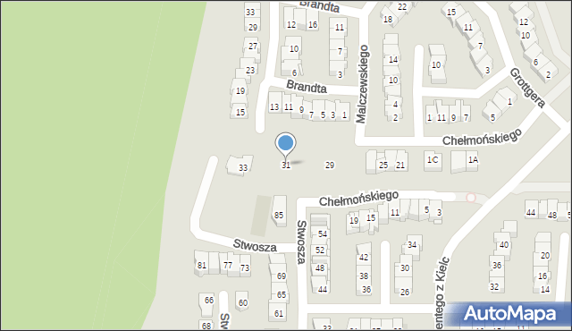 Kielce, Chełmońskiego Józefa, 31, mapa Kielc