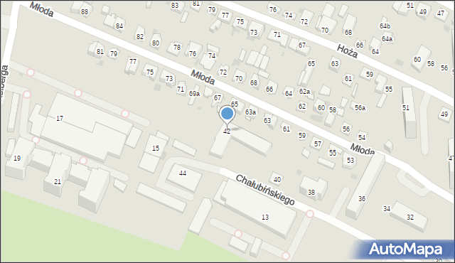 Kielce, Chałubińskiego Tytusa, 42, mapa Kielc