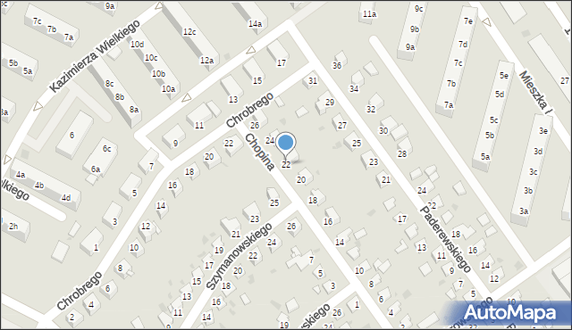 Knurów, Chopina Fryderyka, 22, mapa Knurów