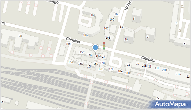 Konin, Chopina Fryderyka, 15c, mapa Konina