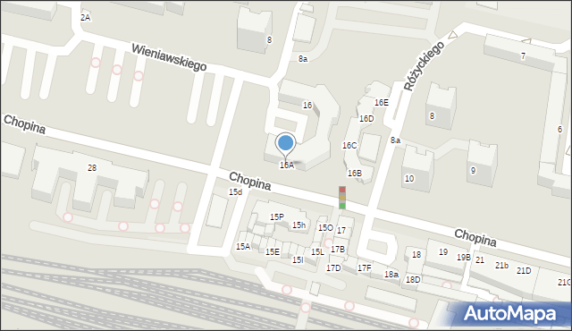 Konin, Chopina Fryderyka, 16A, mapa Konina