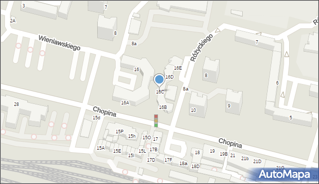 Konin, Chopina Fryderyka, 16C, mapa Konina