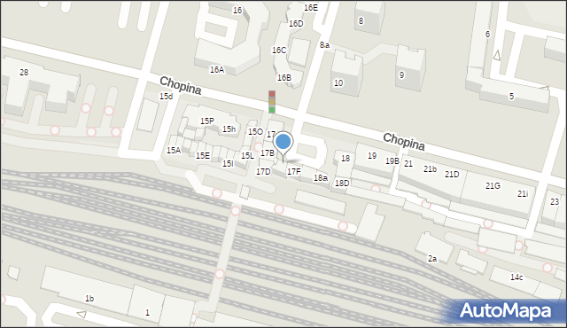 Konin, Chopina Fryderyka, 17e, mapa Konina