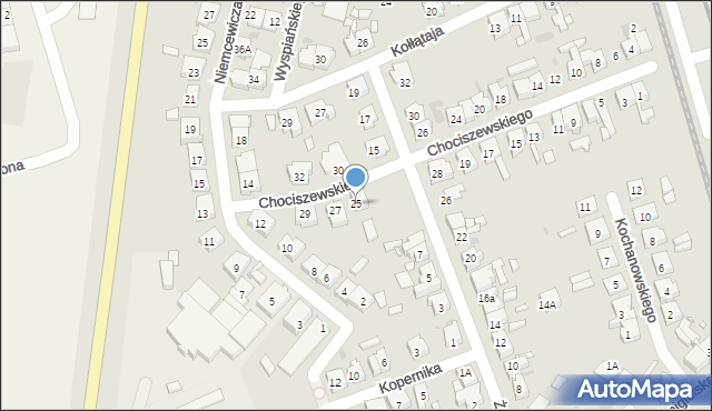Kościan, Chociszewskiego Józefa, 25, mapa Kościan