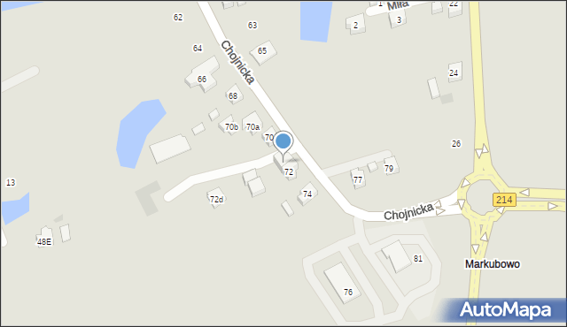 Kościerzyna, Chojnicka, 72a, mapa Kościerzyna