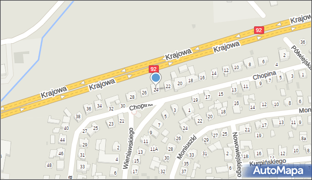 Kostrzyn, Chopina Fryderyka, 24, mapa Kostrzyn