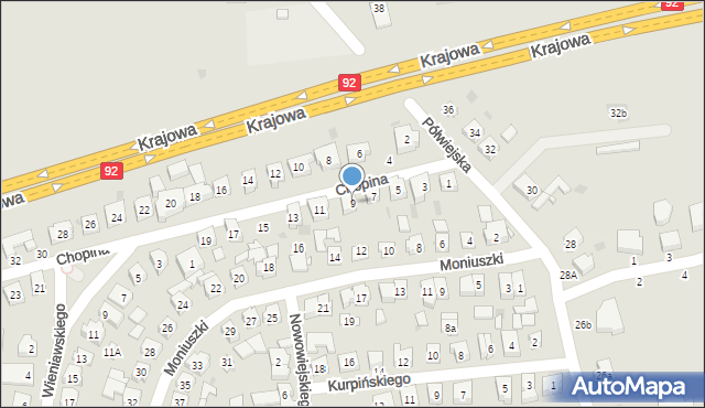 Kostrzyn, Chopina Fryderyka, 9, mapa Kostrzyn