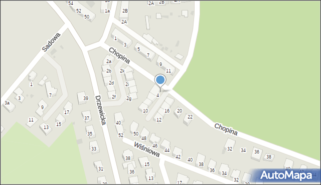 Kostrzyn nad Odrą, Chopina Fryderyka, 4a, mapa Kostrzyn nad Odrą