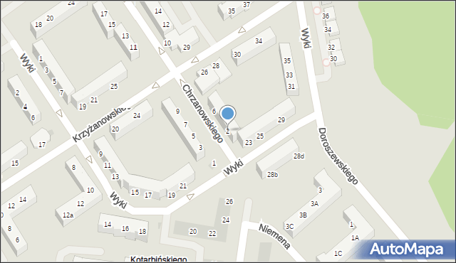 Koszalin, Chrzanowskiego Ignacego, 2, mapa Koszalina