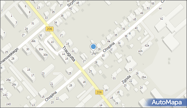 Koszalin, Chopina Fryderyka, 27b, mapa Koszalina