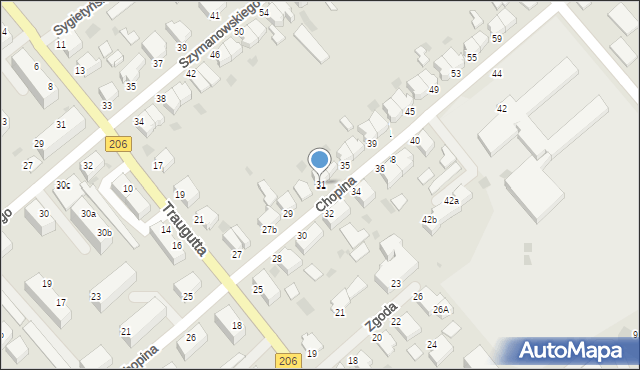 Koszalin, Chopina Fryderyka, 31, mapa Koszalina