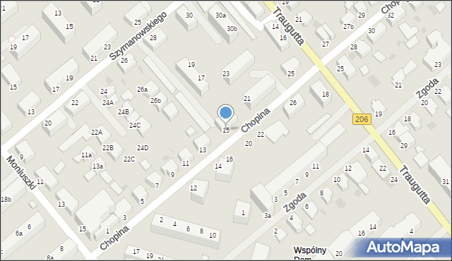 Koszalin, Chopina Fryderyka, 15, mapa Koszalina