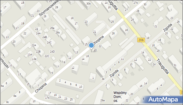 Koszalin, Chopina Fryderyka, 18, mapa Koszalina